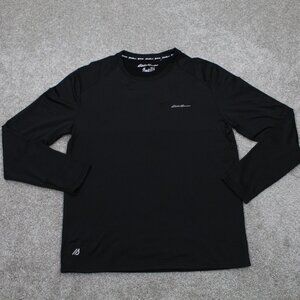 Eddie Bauer Motion Shirt Mens Medium Black Freedry Long Sleeve Stretch Pullover